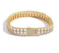 BNCXMO Bracciale moissanita a doppia fila douba per donne, braccialetto moissanite a taglio rotondo, regalo di gioielli di lusso per donne
