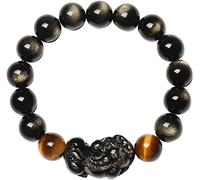 BNCXMO Bracciale obsidiano dorato in bracciale a mano, bracciale obsidiano di buona fortuna bracciale pi yao bracciale regale