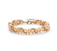 BNCXMO Braccialetti per donna 14k oro oro Bracciale multi -strato 4 5 mm Natural Acqua dolce Ovale Ovalo Ovalo Bracciale Twisted Bracciale Donne Gioielli Gioielli Ovali Pink Oval Pearl