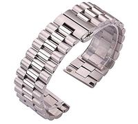 BNCXMO Cingcio d'oro, cinturino in acciaio inossidabile 22mm 21mm 20mm 18mm 16mm in metallo orologio da uomo Accessori per cinturini argento cinghia (colore della fascia: argento, larghezza della