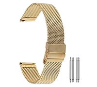 BNCXMO Cinghia di orologio, braccialette di sostituzione della fibbia in acciaio inossidabile a rete 18/22 mm Bracciale di ricambio a farfalla (colore della fascia: oro, larghezza della fascia: 20mm)