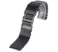 BNCXMO Cinghia di orologio da 20 mm da 22 mm da 24 mm da uomo in acciaio inossidabile orologio da orologio da polso Braccialette Bracciale Pulsante nero Bracciale