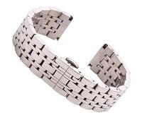 BNCXMO Cinghia d'oro 18 mm 20 mm 22 mm in acciaio inossidabile cinghia di orologio argento lucido da uomo lussuoso mandata di orologi in metallo Accessori (colore: argento, dimensione: 18 mm)