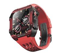 BNCXMO Cinta di cassa in fibra di carbonio per serie 44/45mm, kit di modifica della cintura in gomma compatibile con iwatch 8 7 6 5 4 4 Serie Serie Modifica di aggiornamento