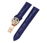 BNCXMO Cinta d'oro in pelle genuina 19mm 20mm 22 mm di orologeria per fasce Wath con acciaio inossidabile schierarsi uomini da chiusura da donna (colore: chiusura argentata nera, dimensione: 22 mm)