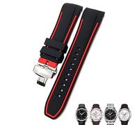 BNCXMO Cinturino per orologio in gomma siliconica da 23 mm 24 mm adatto per cinturini per orologi con estremità curva nera blu T035 T035627 con fibbia a farfalla