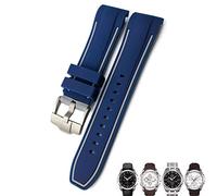 BNCXMO Cinturino per orologio in gomma siliconica da 23 mm 24 mm adatto per cinturini per orologi con estremità curva nera blu T035 T035627 con fibbia a farfalla