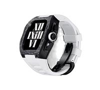 BNCXMO Custodia di orologio in fibra di carbonio+cinturino, adatto per serie 44/45mm, kit di modifica di lusso cinghia di fluoro, adatto per iwatch 8 7 6 5 4 SE 45/44mm Sostituzione