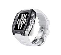 BNCXMO Custodia di orologio in fibra di carbonio+cinturino, adatto per serie 44/45mm, kit di modifica di lusso cinghia di fluoro, adatto per iwatch 8 7 6 5 4 SE 45/44mm Sostituzione