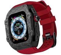 BNCXMO Custodia di protezione in fibra di carbonio premium con fascia d'oro di gomma ， per cinghia di silicone morbido di lusso ultra da 49 mm ， per iwatch 8 7 6 5 4 SE 45/44mm kit mod