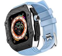 BNCXMO Custodia di protezione in fibra di carbonio premium con fascia d'oro di gomma ， per cinghia di silicone morbido di lusso ultra da 49 mm ， per iwatch 8 7 6 5 4 SE 45/44mm kit mod