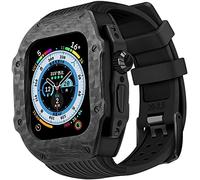 BNCXMO Custodia di protezione in fibra di carbonio premium con fascia d'oro di gomma ， per cinghia di silicone morbido di lusso ultra da 49 mm ， per iwatch 8 7 6 5 4 SE 45/44mm kit mod
