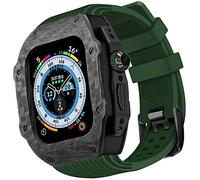 BNCXMO Custodia di protezione in fibra di carbonio premium con fascia d'oro di gomma ， per cinghia di silicone morbido di lusso ultra da 49 mm ， per iwatch 8 7 6 5 4 SE 45/44mm kit mod