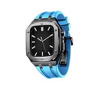 BNCXMO Custodia in acciaio inossidabile da uomo con cinturino per orologi per bande 44/45 mm Copertura per paraurti protettiva in metallo robusto per IWatch Serie 7/6/5/4/SE