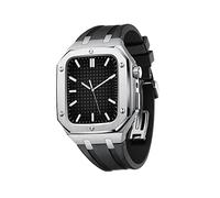 BNCXMO Custodia in acciaio inossidabile da uomo con cinturino per orologi per bande 44/45 mm Copertura per paraurti protettiva in metallo robusto per IWatch Serie 7/6/5/4/SE