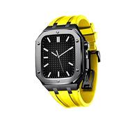 BNCXMO Custodia in acciaio inossidabile da uomo con cinturino per orologi per bande 44/45 mm Copertura per paraurti protettiva in metallo robusto per IWatch Serie 7/6/5/4/SE