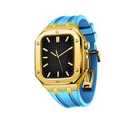 BNCXMO Custodia in acciaio inossidabile da uomo con cinturino per orologi per bande 44/45 mm Copertura per paraurti protettiva in metallo robusto per IWatch Serie 7/6/5/4/SE