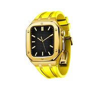 BNCXMO Custodia in acciaio inossidabile da uomo con cinturino per orologi per bande 44/45 mm Copertura per paraurti protettiva in metallo robusto per IWatch Serie 7/6/5/4/SE