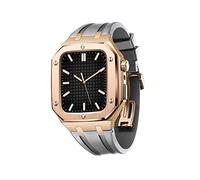 BNCXMO Custodia in acciaio inossidabile da uomo con cinturino per orologi per bande 44/45 mm Copertura per paraurti protettiva in metallo robusto per IWatch Serie 7/6/5/4/SE