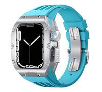 BNCXMO Custodia in lega in lega di titanio , per banda 45mm 44 mm kit di lusso kit fluoro in gomma watcj cinghia , per iwatch 8 7 se 6 5 4 kit di modifica