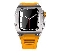 BNCXMO Custodia per cinturino in acciaio inossidabile più ultimo per banda 7 custodia in lega di titanio da 45 mm per iwatch 7 6 5 4 set di kit mod fai -da -te 44 mm