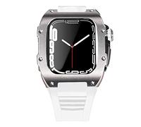 BNCXMO Custodia per cinturino in acciaio inossidabile più ultimo per banda 7 custodia in lega di titanio da 45 mm per iwatch 7 6 5 4 set di kit mod fai -da -te 44 mm