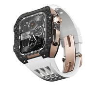 BNCXMO Fannella in fibra di carbonio di orologi in gomma , per SE/4/5/6/7/8 Mod Kit Accessori Sostituzione Fluorobber Watch Band , per IWatch Series 44/45mm, con strumento a banda