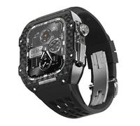 BNCXMO Fannella in fibra di carbonio di orologi in gomma , per SE/4/5/6/7/8 Mod Kit Accessori Sostituzione Fluorobber Watch Band , per IWatch Series 44/45mm, con strumento a banda