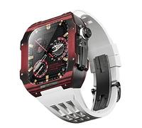BNCXMO Fannella in fibra di carbonio di orologi in gomma , per SE/4/5/6/7/8 Mod Kit Accessori Sostituzione Fluorobber Watch Band , per IWatch Series 44/45mm, con strumento a banda