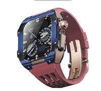 BNCXMO Fannella in fibra di carbonio di orologi in gomma , per SE/4/5/6/7/8 Mod Kit Accessori Sostituzione Fluorobber Watch Band , per IWatch Series 44/45mm, con strumento a banda