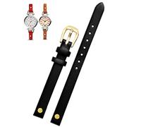 BNCXMO Fashion Genuine Leather Watchband per ES4340 ES4119 ES4000 3745 3861 4026 Donne Bracciale Cingcio da polso 8mm con vite (colore: oro rosa nero, dimensioni: 8mm)