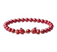 BNCXMO Feng shui bracciale fortunato bracciale naturale cinnabar amuleto bracciale prosperità pixiu/piyao braccialetto di ricchezza bracciale fortunato incantes