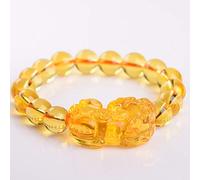 BNCXMO Feng shui giallo quarzo pixiu pi yao bracciale bracciale cristallino attira il braccialetto giallo reparto dallo spiriti malvagi coppia amuleto bracciale, 14mm