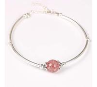 BNCXMO Feng Shui Lucky Bracciale per donne perle di trasferimento in quarzo alla fragola naturale bracciale gemella sterling.