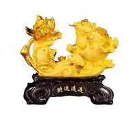 BNCXMO Fengshui Statue raccogli denaro a tre gambe Ornament Lotus Carp DECORAZIONE Golden Frog Feng Shui Statue Desktop Home Desktop (dimensioni: L)