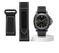 BNCXMO Fibra di carbonio Controllo Nylon Canvas Cinghia per Panerai Lumino Pam01118 01661 Bracciale di orologi impermeabile 24mm Blu nero (colore: nero nero, dimensione: 24mm)