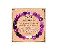 BNCXMO First Communion Regali Fede Croce Bracciale Christian Gifts for Women Healing Crystal Natural Stone Cross Bracciale Conferma Regali di gioielli religiosi per donne