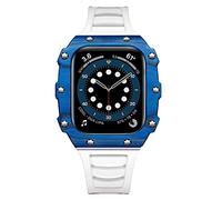 BNCXMO Kit di modifica della custodia di lusso per banda 45mm 44mm 41mm 41mm 40 mm in fibra di carbonio Cannello in ceramica set per iwatch 8 7 6 SE 5 4 SE (colore: rosa blu, dimensione: 44 mm)