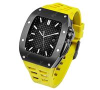 BNCXMO Kit di modifica in fibra di carbonio per serie 7 45 mm Fetta in metallo+cinturino in gomma per iWatch Serie 6 SE 5 4 44 mm COVER
