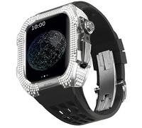 BNCXMO Kit di modifica orologio, kit di cinturini per orologi di lusso per 6 5 4 se 44 mm Case in titanio in gomma in gomma di lusso per IWatch 6/5/4/SE 44mm Serie Upgrade Modifica