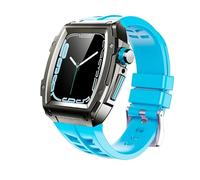 BNCXMO Kit di retrofit cinghia in gomma+custodia in metallo per banda 45mm 44 mm Coperchio kit in acciaio inossidabile per iwatch Series 8 7 6 5 4 SE Belt (colore: blu-nero-nero, dimensione: 44 mm)