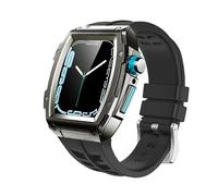 BNCXMO Kit retrofit cinghia in gomma+custodia in metallo per banda 45 mm 44 mm Coperchio di kit in acciaio inossidabile per iwatch Series 8 7 6 5 4 SE Cintura