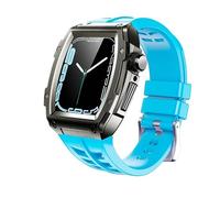 BNCXMO Kit retrofit cinghia in gomma+custodia in metallo per banda 45 mm 44 mm Coperchio di kit in acciaio inossidabile per iwatch Series 8 7 6 5 4 SE Cintura
