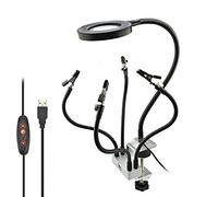 BNCXMO Lucitura LED Light e Lampada da scrivania 3X Aiuto per la Riparazione a Mano ALIGATORE Alligatore a Clip ausiliario Stand Desktop Glasshi di ingrandimento, luminosità Regolabile A/A Vision