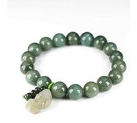 BNCXMO Lucky Wealth Jade Feng Shui Pixiu Bracciale per uomini Donne perle smeraldi perle retrò cinesi in stile Braggletta attira denaro per buona fortuna Porta prosperità