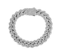 BNCXMO Oro su S925 Silver 12 mm Bracciale maschile, set densamente set di moissanite cubano a mano, scelta squisita per marcare eventi speciali o pietre miliari, Festa del padri