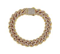 BNCXMO Oro su S925 Silver 12 mm Bracciale maschile, set densamente set di moissanite cubano a mano, scelta squisita per marcare eventi speciali o pietre miliari, Festa del padri
