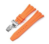 BNCXMO per AP Royal Oak Offshore 15400/15202/15703 Strap in silicone in gomma Cinturino da uomo Accessori cinghia di orologio 27mm 28mm (colore: oro arancione rosa, dimensione: 27mm)