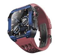 BNCXMO Per banda 8 7 6 5 4 Serie SE 44/45mm, kit di modifica della banda di orologi di lusso, cinturino fluororubber in fibra di carbonio, adatto per l'aggiornamento fai -da -te iwatch