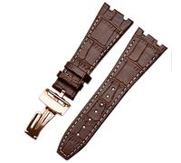 BNCXMO per cinturini da polso AP 15400 26 mm di orologio da orologio a mano in pelle vera con fibbia di schieramento in acciaio (colore: marrone x rosa oro, dimensione: chiusura nera nera)